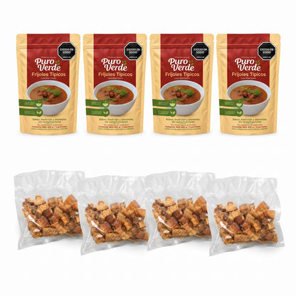 Combo 4 frijoles con 4 chicharrones